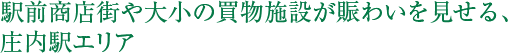 駅前商店街や大小の買物施設が賑わいを見せる、庄内駅エリア